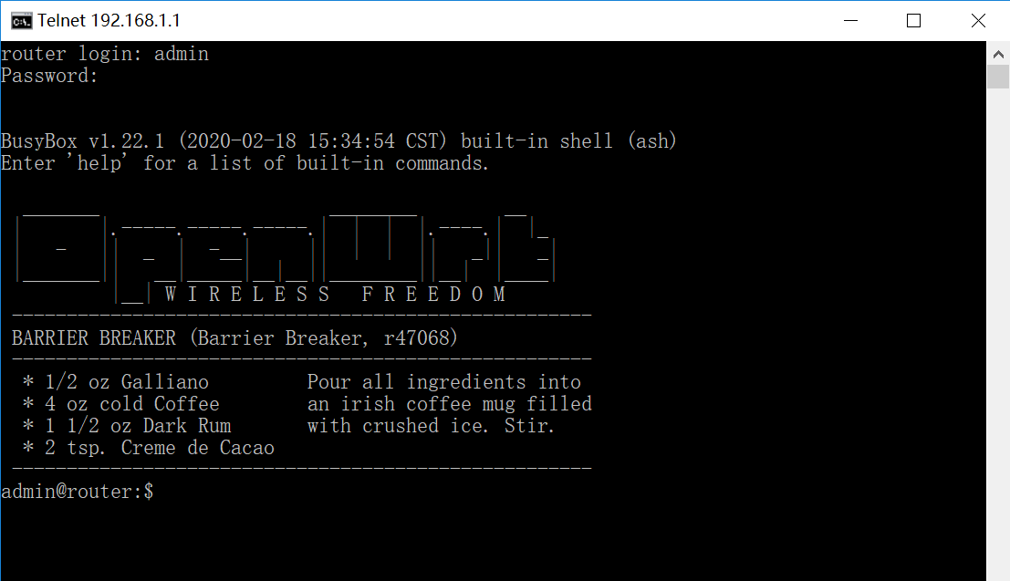 cmd_telnet Bivocom Router and Gateway products support Command Line Interface (CLI) operation.