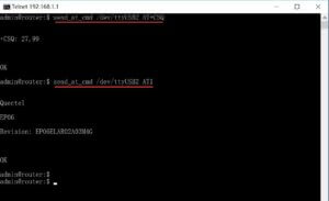 Users are allowed to execute AT commands by "send_at_cmd /dev/ttyUSB2 ", to perform any operations from module.