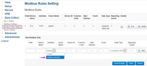 On the Modbus Rules setting