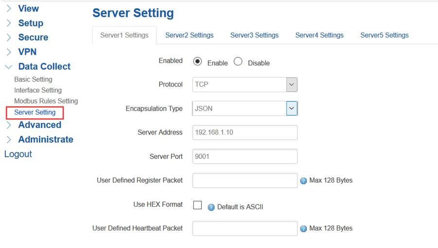 12 Point the data to your data center by configure the Server Settings