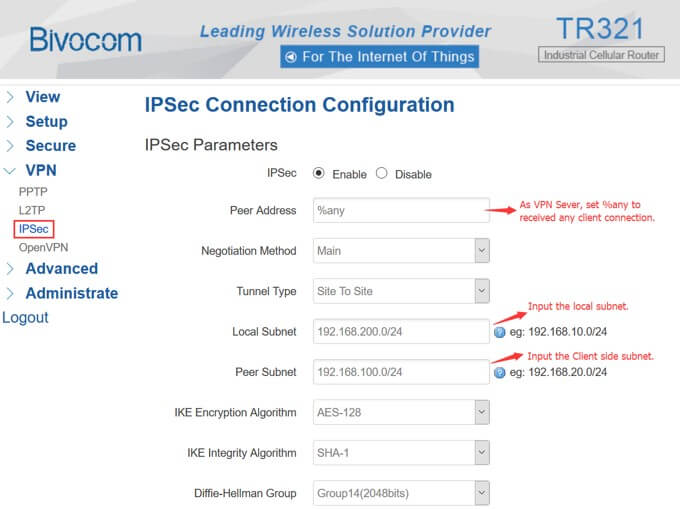 TR321 VPN Server setup