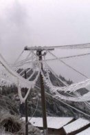 Power transmission line with ice