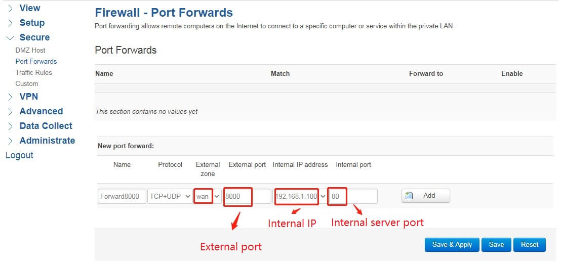 port forward example 1