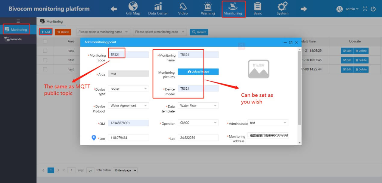 IoT platform settings6
