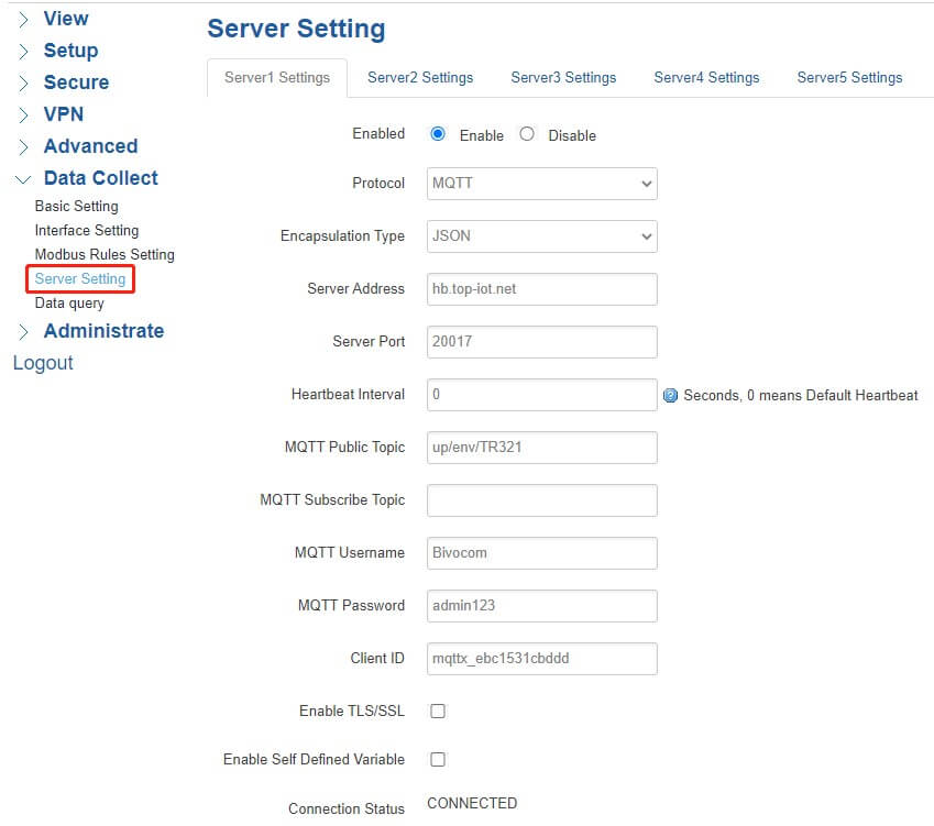 IoT router server settings with IoT platform 4