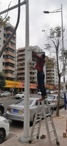 Smart parking pole installation