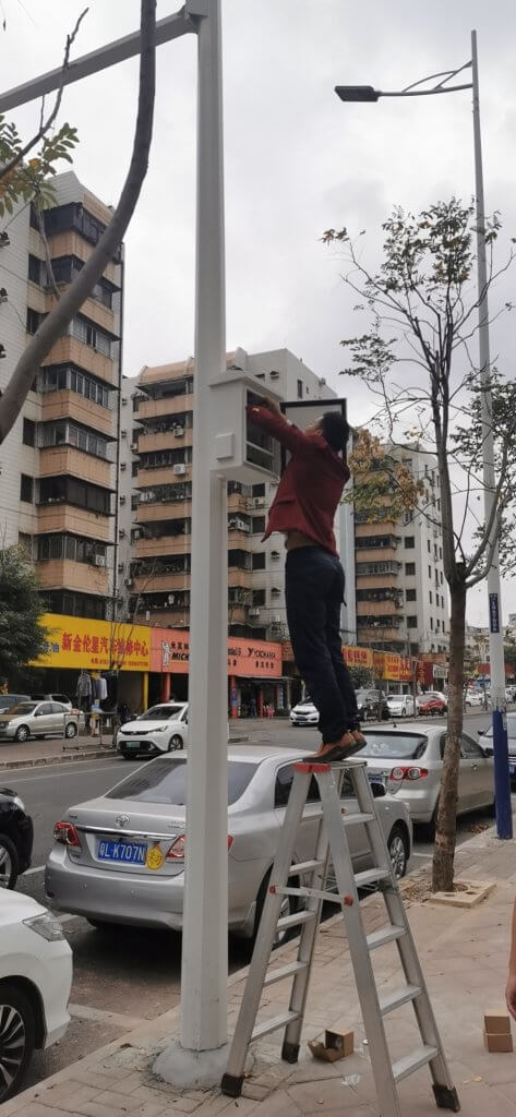 Smart parking pole installation Smart parking pole installation