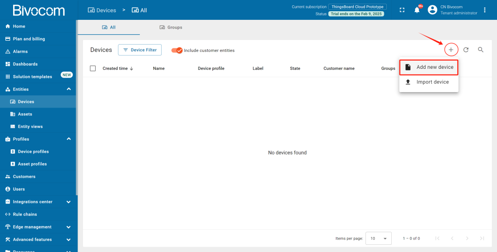 Bivocom & ThingsBoard Platform-Step1.2 Provision Device