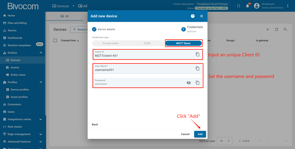 Bivocom & ThingsBoard Platform-Step1.4 Provision Device