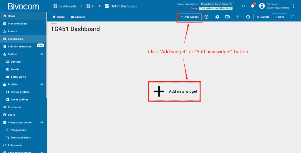 1.2 Entities Table Dashboard Customization for Bivocom ThingsBoard