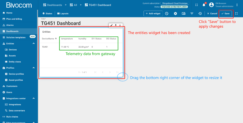1.8 Entities Table Dashboard Customization for Bivocom ThingsBoard