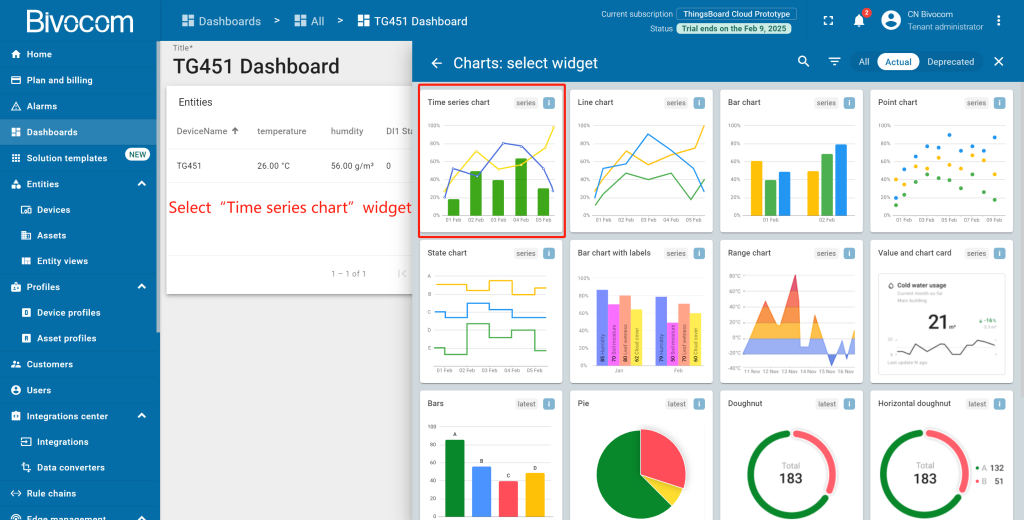 2.3 Chart Dashboard Customization for Bivocom ThingsBoard
