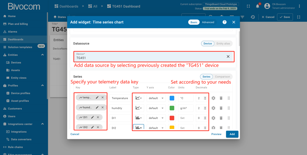 2.4 Chart Dashboard Customization for Bivocom ThingsBoard