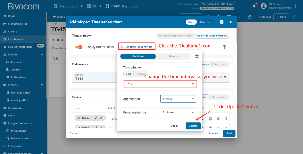 2.5 Chart Dashboard Customization for Bivocom ThingsBoard