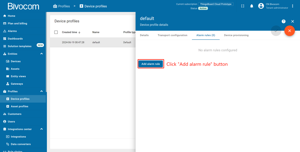 4.6.3 Alarms Table Dashboard Customization for Bivocom ThingsBoard