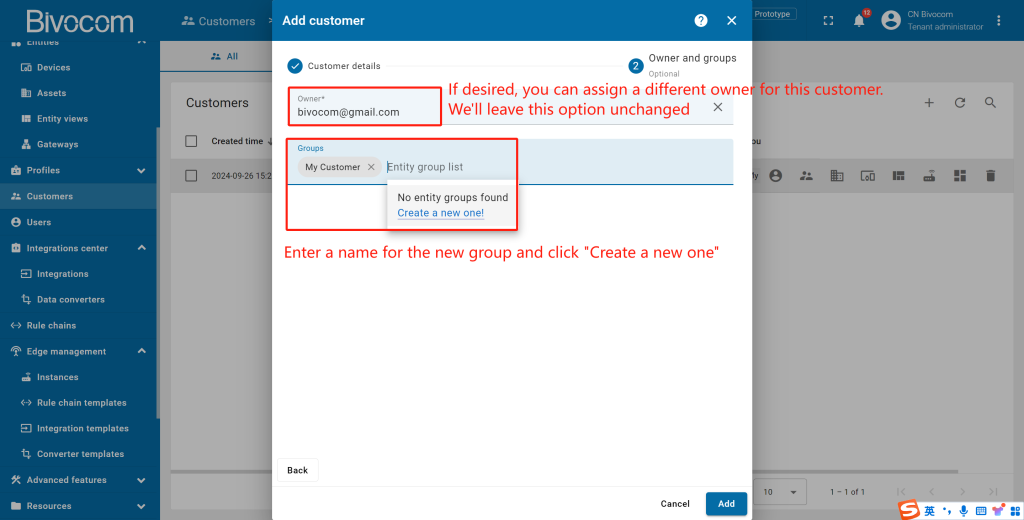 6.3 Create a customer Dashboard Customization for Bivocom ThingsBoard