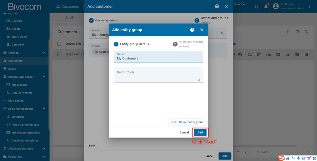 6.4 Create a customer Dashboard Customization for Bivocom ThingsBoard