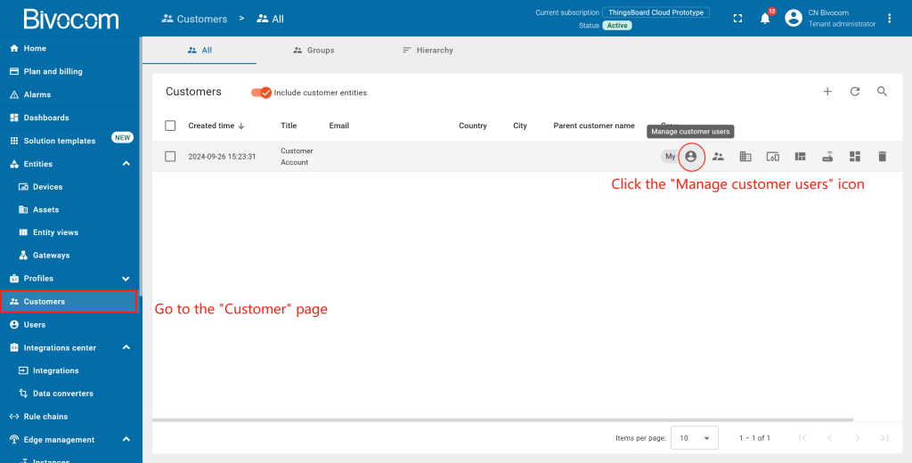 9.1 Create a customer user Dashboard Customization for Bivocom ThingsBoard