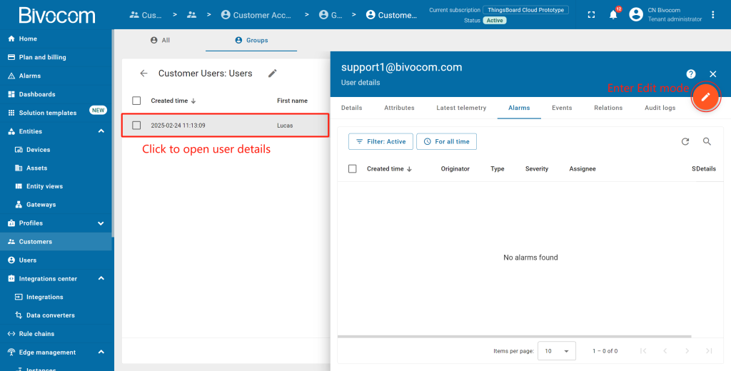 9.6 Create a customer user Dashboard Customization for Bivocom ThingsBoard