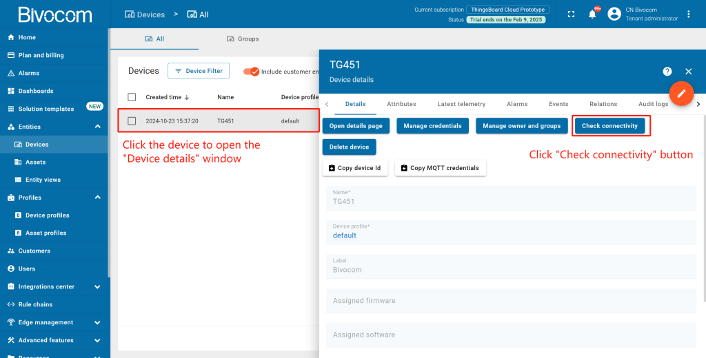 Step3.1.1 Verifying Data & Connectivity-Bivocom & ThingsBoard Platform
