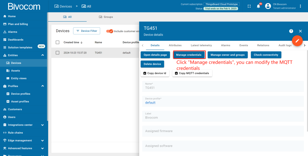 Step3.1.3 Verifying Data & Connectivity-Bivocom & ThingsBoard Platform
