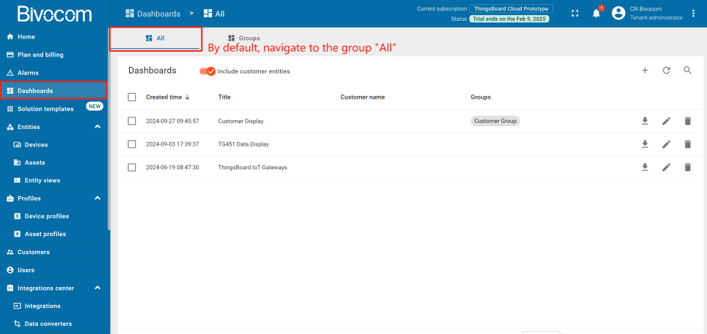 Step4.1 Create Dashboard-Bivocom & ThingsBoard Platform