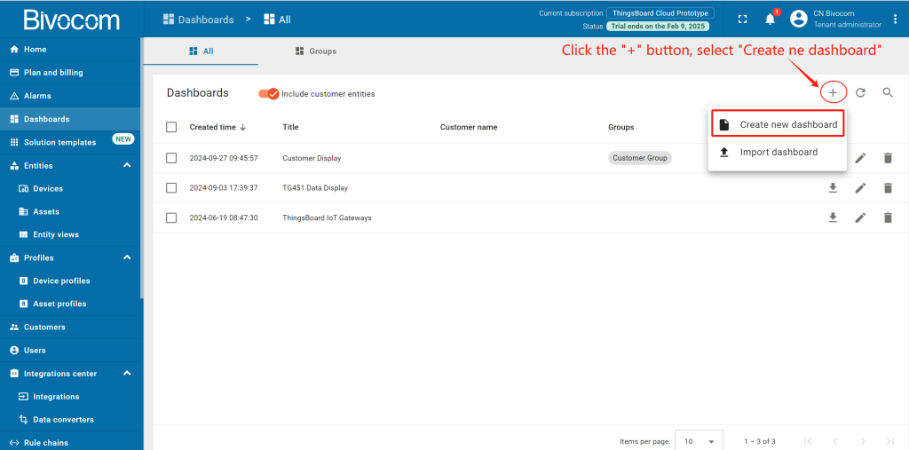 Step4.2 Create Dashboard-Bivocom & ThingsBoard Platform