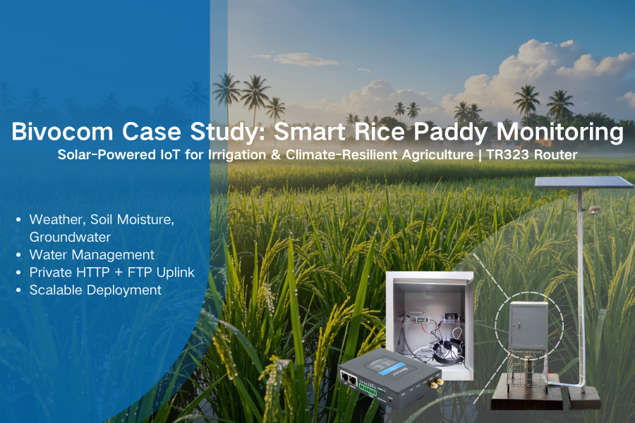 Bivocom IoT Case Study TR323 Router Smart Rice Paddy Monitoring (Irrigation & Climate-Resilient Agriculture) (Soil Moisture, Weather, Groundwater) HTTP,FTP