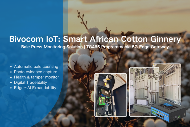 Bivocom IoT Smart African Cotton Ginnery Bale Press Monitoring Solution TG465 Programmable 5G Edge Gateway